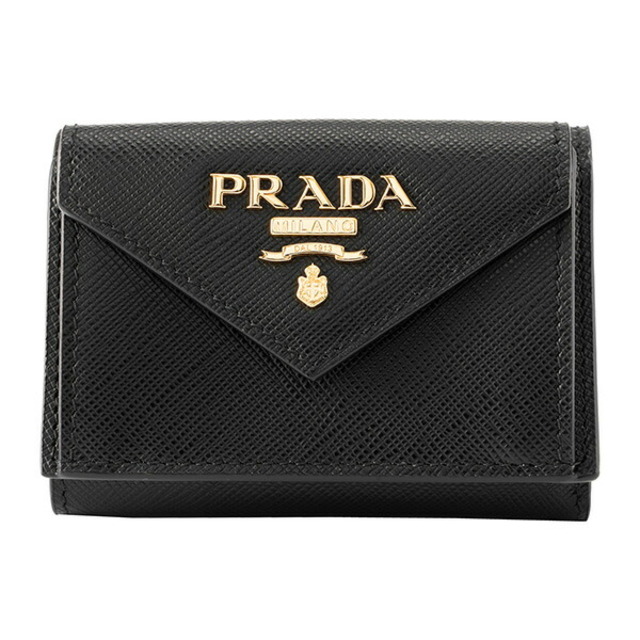 PRADA - 新品 プラダ PRADA 3つ折り財布 サフィアーノ レター ブラック ...