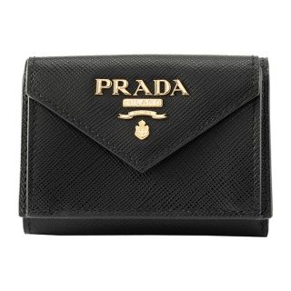 プラダ(PRADA)の新品 プラダ PRADA 3つ折り財布 サフィアーノ レター ブラック 黒(財布)