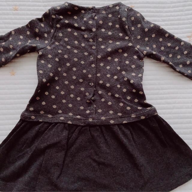 PETIT BATEAU(プチバトー)のプチバトー　18m グレー×ラメドット　ワンピース キッズ/ベビー/マタニティのベビー服(~85cm)(ワンピース)の商品写真