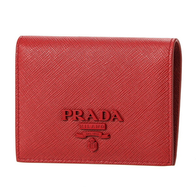 新品 プラダ PRADA 2つ折り財布 サフィアーノ シャイン フォーコ