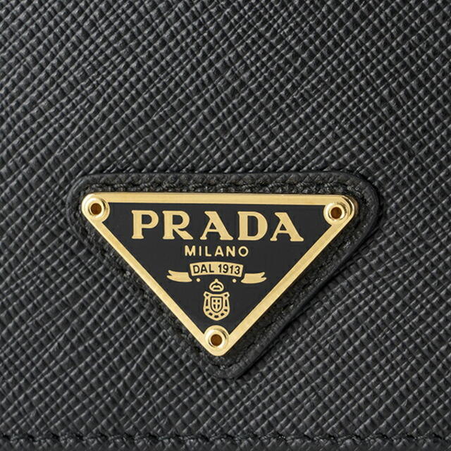 新品 プラダ PRADA 2つ折り財布 サフィアーノ トライアングル ネロ