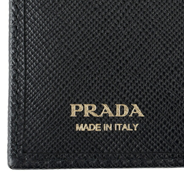 新品 プラダ PRADA 2つ折り財布 サフィアーノ トライアングル ネロ