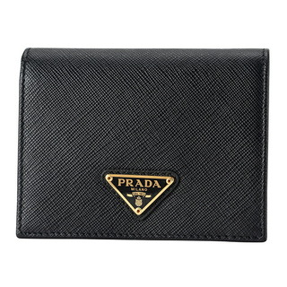 プラダ(PRADA)の新品 プラダ PRADA 2つ折り財布 サフィアーノ トライアングル ネロ(財布)