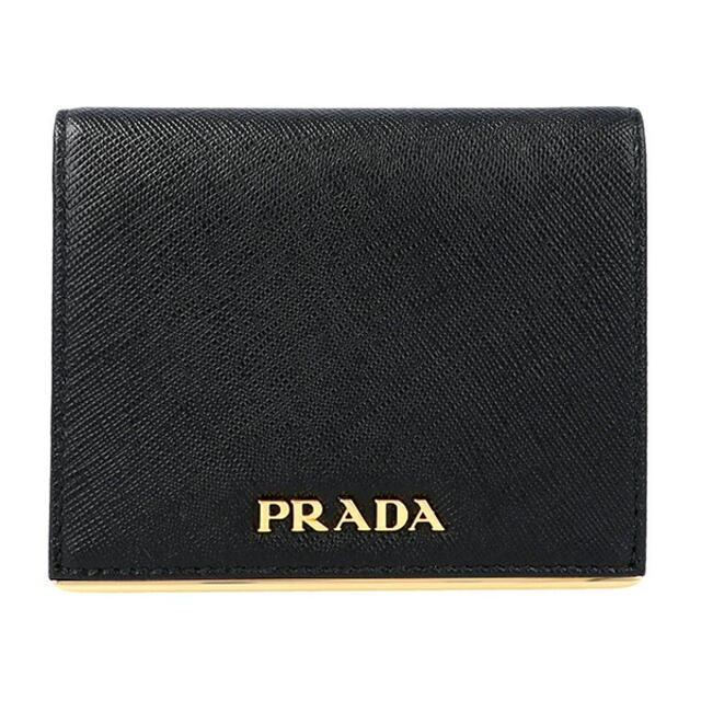 新品 プラダ PRADA 2つ折り財布 サフィアーノ メタル ネロ