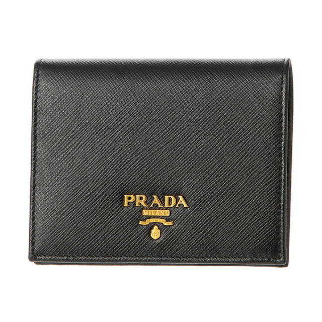 新品 プラダ PRADA 2つ折り財布 サフィアーノメタル ネロ