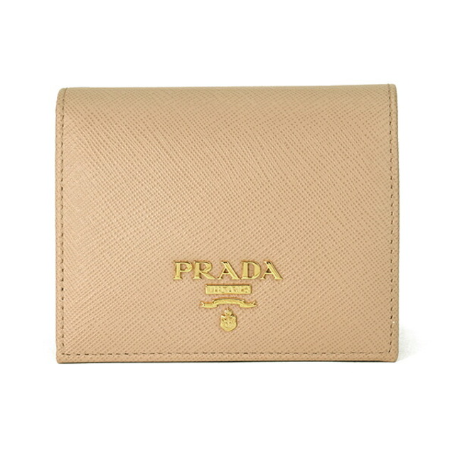 PRADA(プラダ)の新品 プラダ PRADA 2つ折り財布 サフィアーノ メタル ピンクベージュ レディースのファッション小物(財布)の商品写真