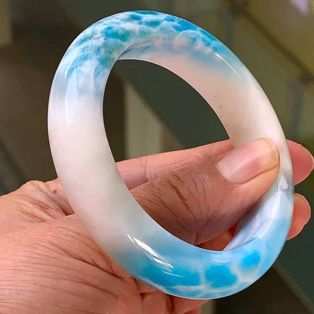 天然無処理 ラリマー バングル 内径55.5mm 【海外限定】 aleksandra