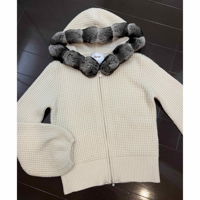 高価値セリー René - カシミヤ ベルベットチンチラフーディ 34 ルネ
