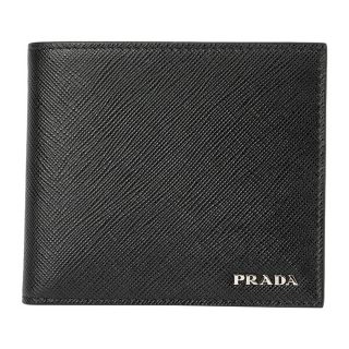 プラダ(PRADA)の新品 プラダ PRADA 2つ折り財布 サフィアーノ ビコローレ ネロ(折り財布)