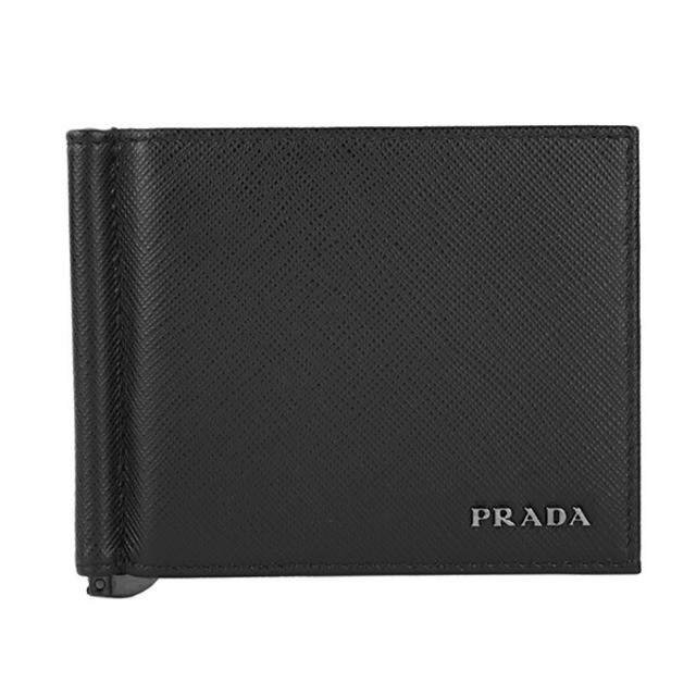 自宅で試着 新品 プラダ PRADA マネークリップ サフィアーノ