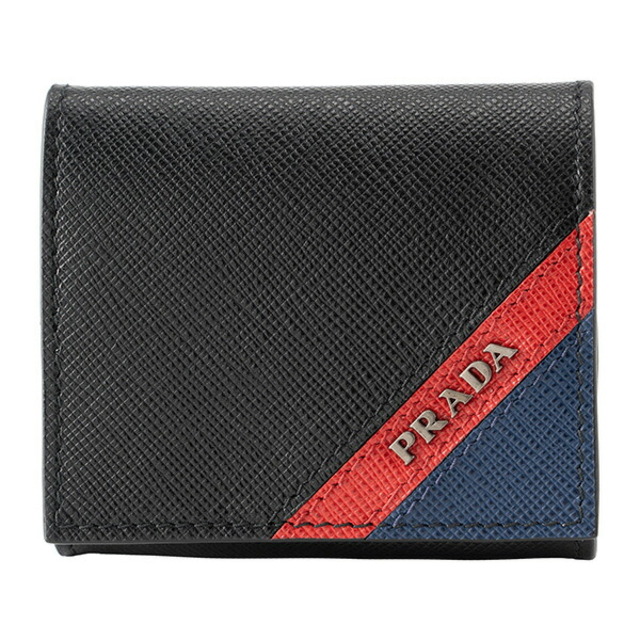 PRADA(プラダ)の新品 プラダ PRADA コインケース サフィアーノ ストライプ ブラック 黒 メンズのファッション小物(コインケース/小銭入れ)の商品写真