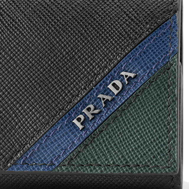 PRADA(プラダ)の新品 プラダ PRADA コインケース サフィアーノ ストライプ ブラック 黒 メンズのファッション小物(コインケース/小銭入れ)の商品写真