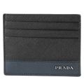 新品 プラダ PRADA カードケース サフィアーノ ストライプ ネロ/バルティ