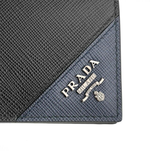 PRADA(プラダ)の新品 プラダ PRADA カードケース サフィアーノ メタル ネロ/バルティコ レディースのファッション小物(名刺入れ/定期入れ)の商品写真