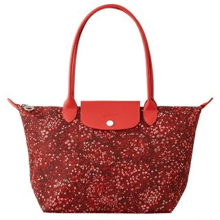 新品 ロンシャン LONGCHAMP トートバッグ ル プリアージュ フルール ショルダーバッグ Mサイズ ブルー