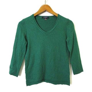 バーバリー(BURBERRY)のバーバリー ニット セーター シルク ノバチェック 刺繍 7分袖 緑(ニット/セーター)