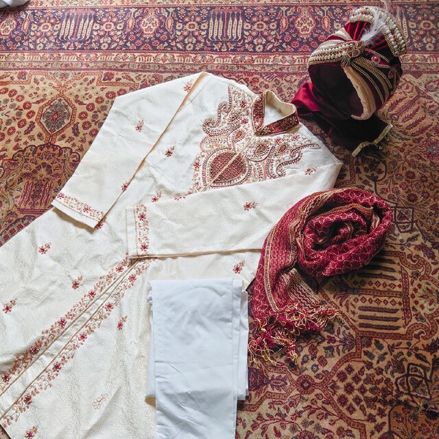 インド 民族衣装 正装 クルタ パジャマ ターバン 帽子 ショール セット