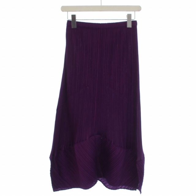 プリーツプリーズ イッセイミヤケ 裾デザインスリットスカート M 紫