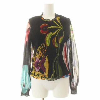 デシグアル(DESIGUAL)のデシグアル Desigual ブラウス シャツ 長袖 花柄 S 黒(シャツ/ブラウス(長袖/七分))