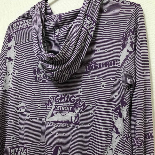 ヒステリックグラマー【美品】girl × ボーダー 総柄 長袖 パーカー