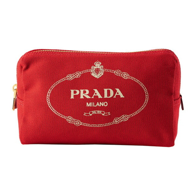 PRADA - 新品 プラダ PRADA ポーチ カナパ ロゴ レッド 赤の通販 by