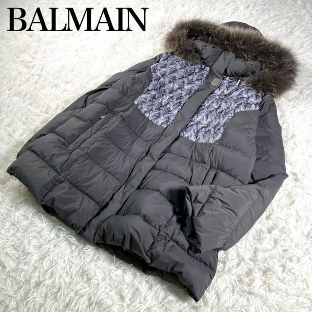 ダウンジャ バルマンダウンジャケットLサイズ 美品 BALMAIN ブラウン