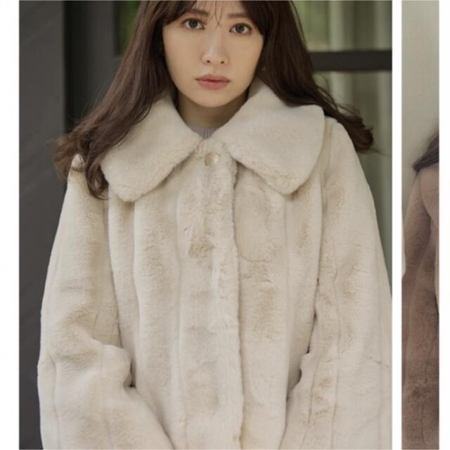 Her lip to(ハーリップトゥ)のWinter Love Faux Fur Coat ベージュ M  クリーニング レディースのジャケット/アウター(毛皮/ファーコート)の商品写真