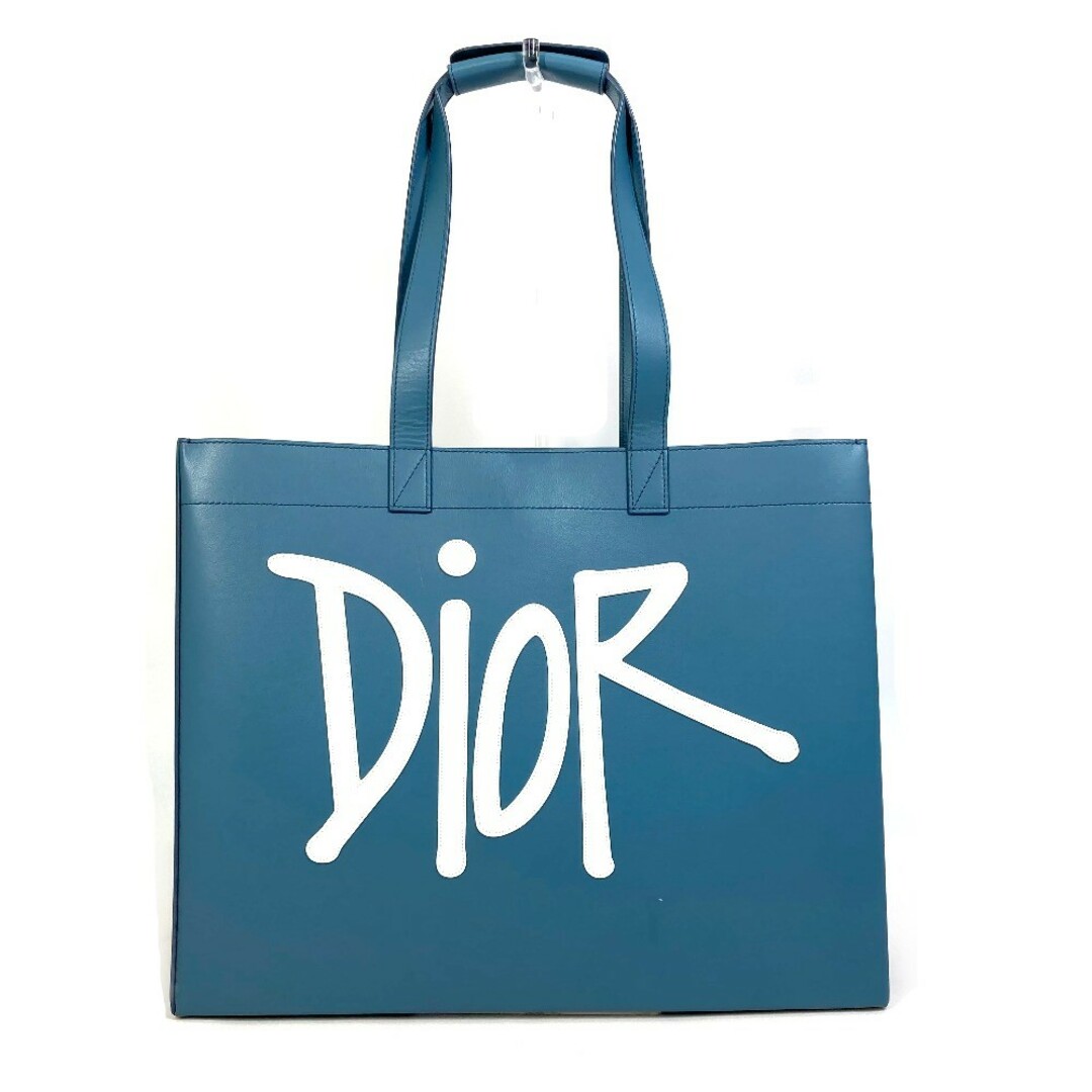 ディオール Dior ショーンステューシーコラボ ロゴ  カバン ハンドバッグ トートバッグ レザー ブルー