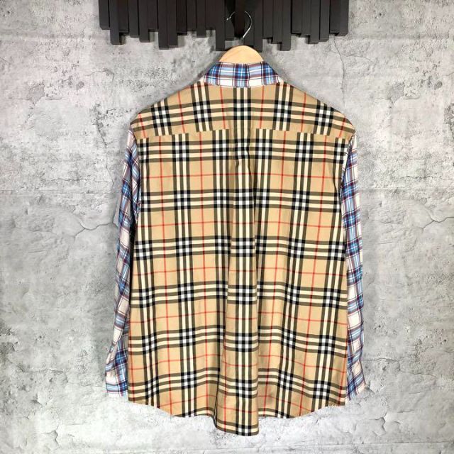 『BURBERRY』バーバリー (M) 切り替え ノバチェックシャツ