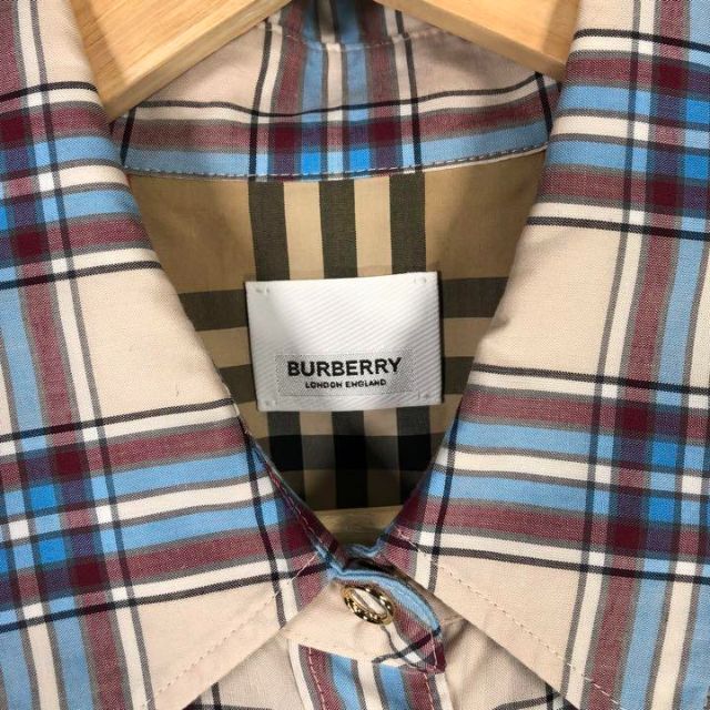 『BURBERRY』バーバリー (M) 切り替え ノバチェックシャツ