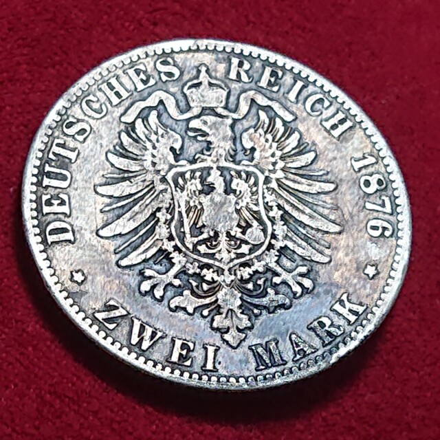 ドイツ プロイセン 2マルク 銀貨 ヴィルヘルム1世 1876年 エンタメ/ホビーの美術品/アンティーク(貨幣)の商品写真