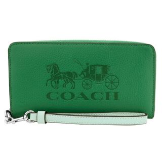 コーチ(COACH)の新品 コーチ COACH 長財布(ラウンドファスナー) LONG ZIP AROUND WALLET グリーン シルバー(財布)