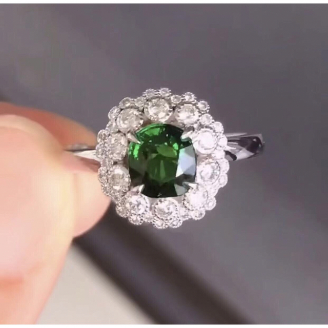 ⭐天然 ツァボライト ダイヤ リング k18 1.0ct - リング(指輪)