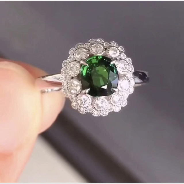 ⭐天然 ツァボライト ダイヤ リング k18 1.0ct - リング(指輪)