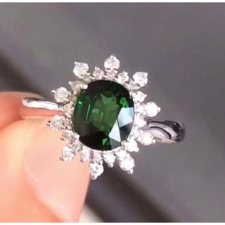 ⭐天然 ツァボライト  ダイヤ リング k18 1.23ct(リング(指輪))