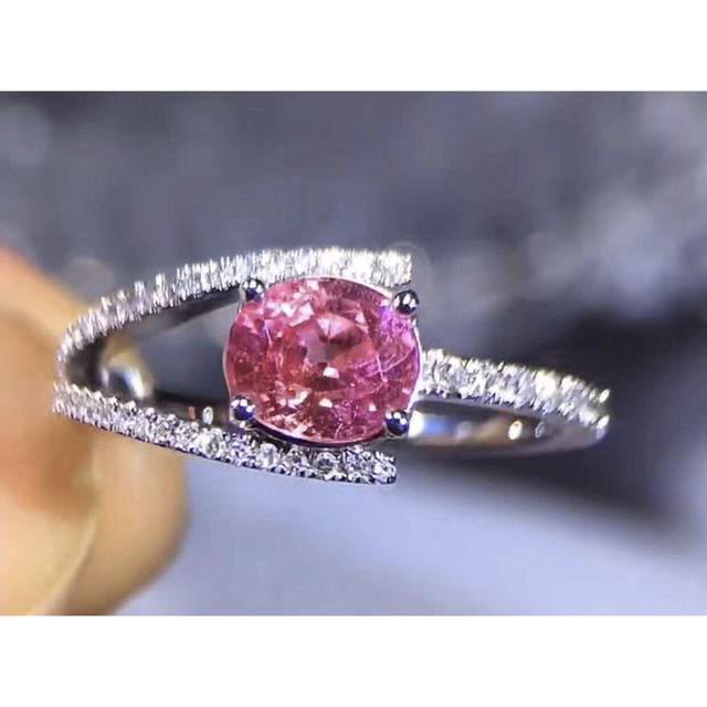 人気ブランド ⭐天然 1.35ct k18 リング ダイヤ パパラチアサファイア
