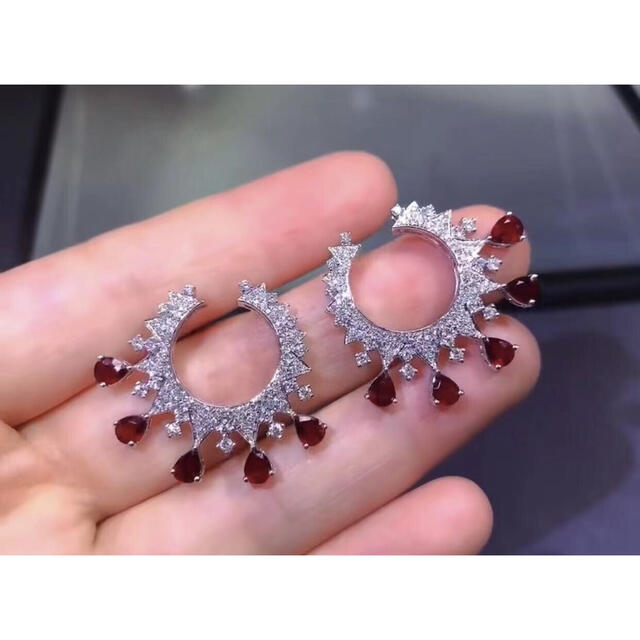 新品 在庫品 - ⭐天然 ルビー ダイヤモンド ピアス k18 3.05ct - 激安