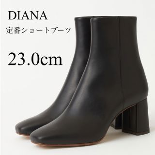 ダイアナ(DIANA)のDIANA スクエアトゥショートブーツ　23.0cm 黒　クロ／スムース(ブーツ)