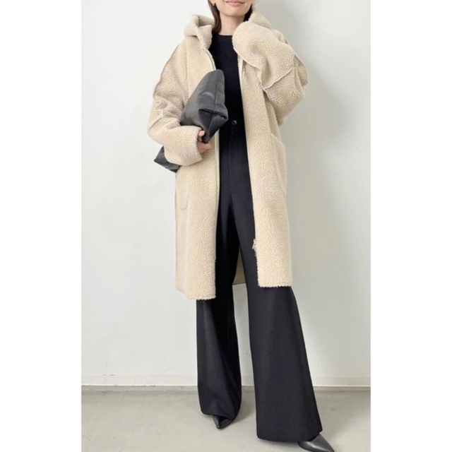 新品Lou AndreaルーアンドレアMouton Fake Hood Coat - ムートンコート
