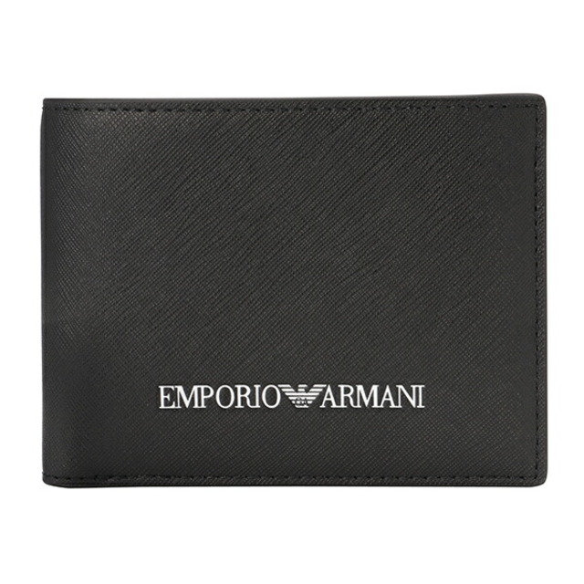 新品 アルマーニ EMPORIO ARMANI 2つ折り財布 ブラック約105gBLACK本体