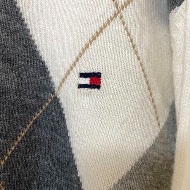 TOMMY HILFIGER(トミーヒルフィガー)の【人気柄】トミーヒルフィガー　アーガイル柄　ホワイト　セーター　L メンズのトップス(ニット/セーター)の商品写真