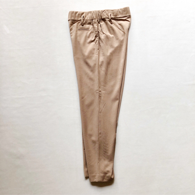 498マカフィー楽ちんウエストゴムストレッチウールパンツ38ベージュ日本製