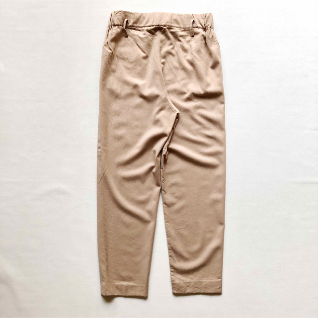 498マカフィー楽ちんウエストゴムストレッチウールパンツ38ベージュ日本製