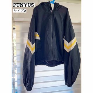 プニュズ(PUNYUS)の【激安♡】PUNYUS ラインジップパーカー　ブラック(ナイロンジャケット)