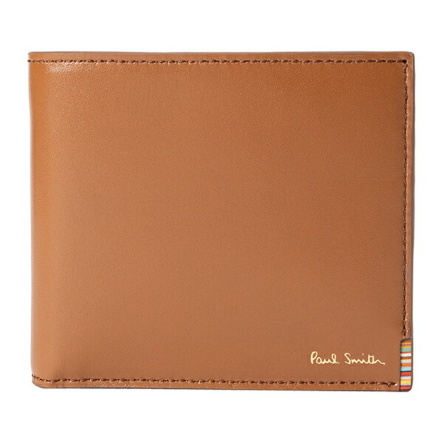 新品 ポールスミス PAUL SMITH 2つ折り財布 BILLFOLD AND COIN WALLET タン