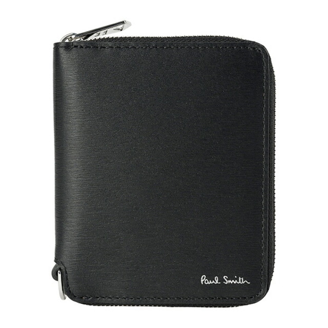 新品 ポールスミス PAUL SMITH 2つ折り財布 ZIP AROUND COMPACT WALLET ブラック