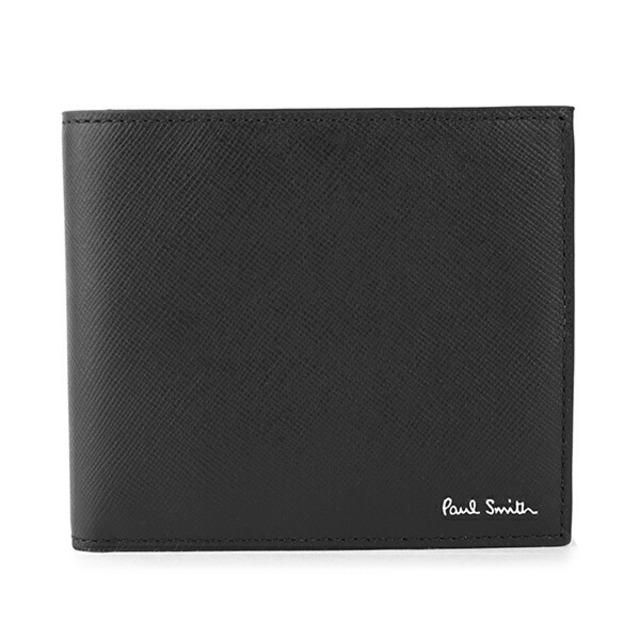 新品 ポールスミス PAUL SMITH 2つ折り財布 BILLFOLD AND COIN WALLET ブラック約65gBLACK本体