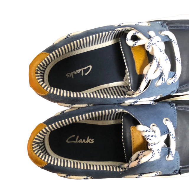 Clarks(クラークス)のclarks クラークス  デッキシューズ　レザー　キャンバス　ネイビーサイズ8 メンズの靴/シューズ(デッキシューズ)の商品写真