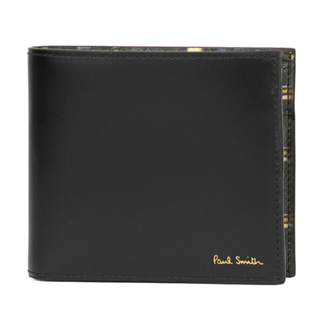 約60gBLACK本体新品 ポールスミス PAUL SMITH 2つ折り財布 BILLFOLD AND COIN WALLET ブラック 黒