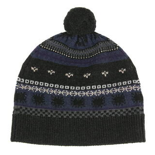 ポールスミス(Paul Smith)の新品 ポールスミス PAUL SMITH ニットキャップ FAIR ISLE HAT ブラック 黒(ニット帽/ビーニー)